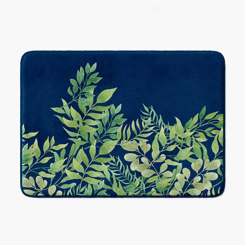 Navy And Green Non Slip Memory Foam Bath Mat