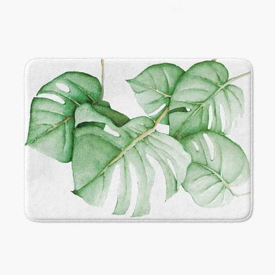 Tropical Green Palm Leaves Non Slip Memory Foam Bath Mat