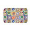 Large non slip bath mat with colorful abstract shapes