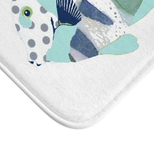 close up blue memoryfoam fun bathmat for kids