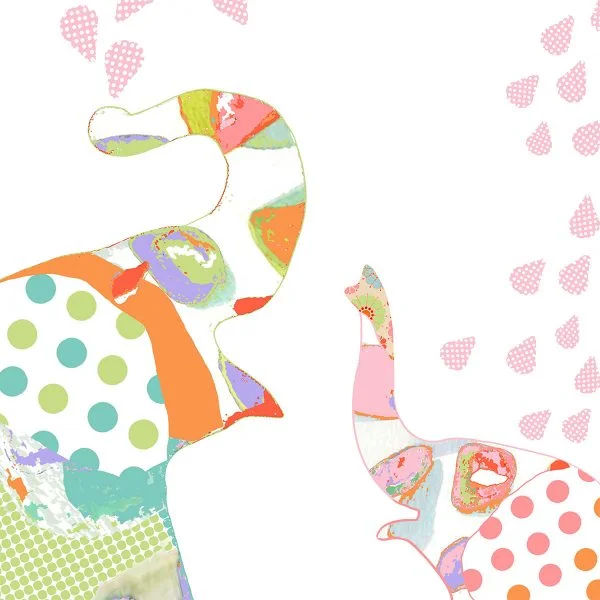 elephant print on pink shower curtain for kids