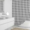 geometric black and white shower curtain