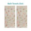 Beige Bath Towel Set With Shabby Chic Style Pink And Apricot Blurred Rose Floral Pattern