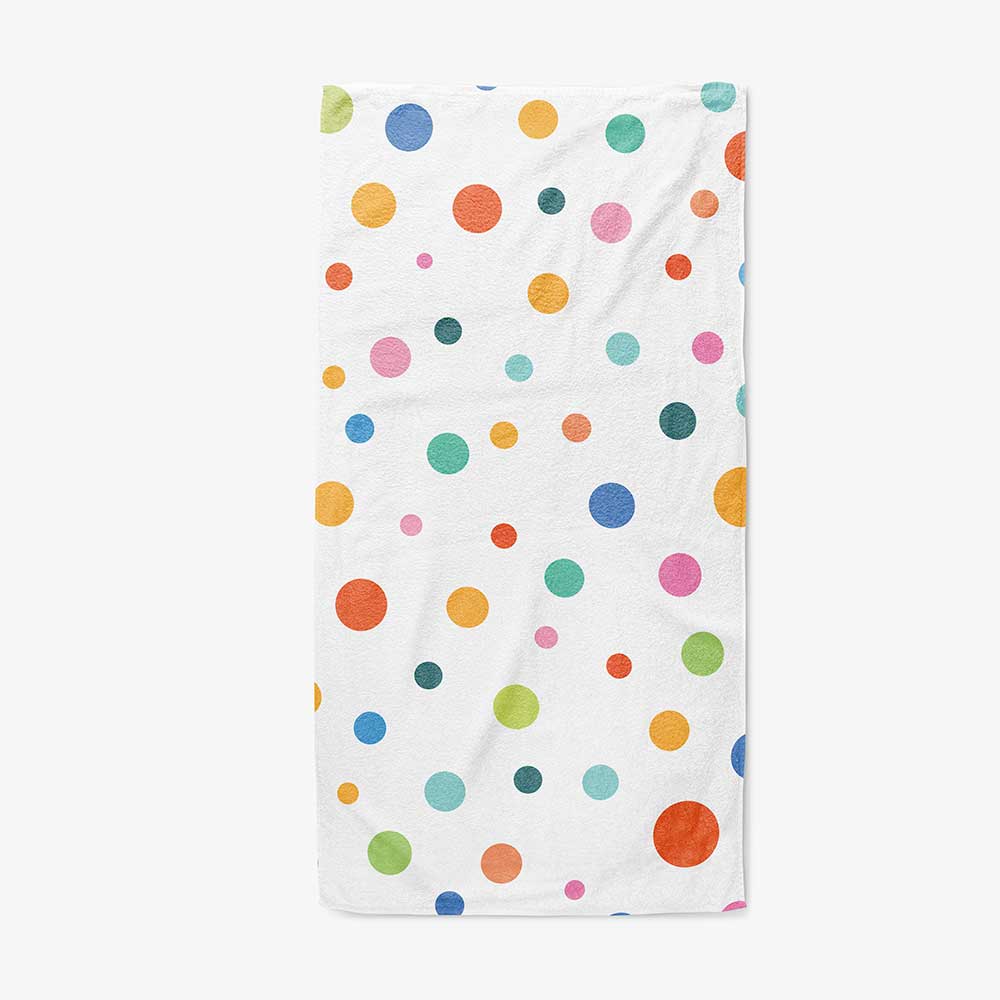 kids polka dot towel orange blue green pattern
