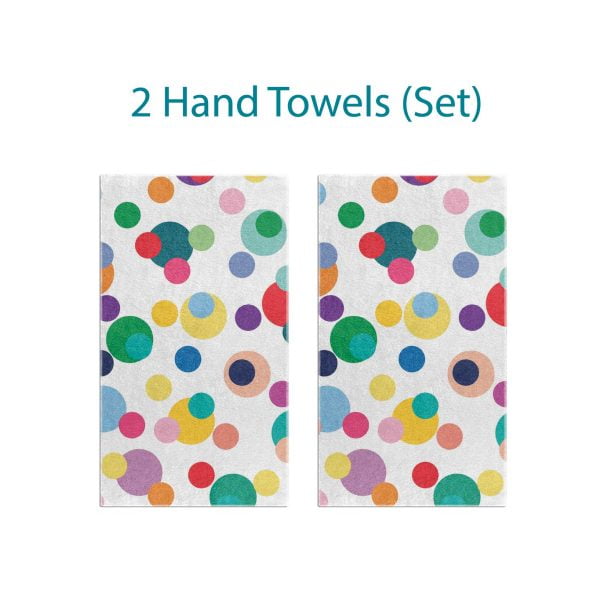 Coordinated Colorful Polka Dot Pattern Hand Towel Set for Kids by Ozscape Designs