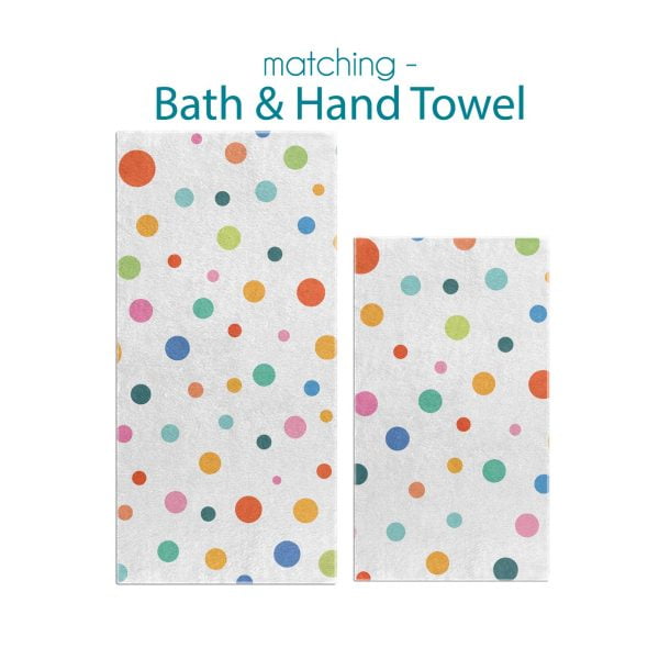Complete Colorful Polka Dot Pattern Bath and Hand Towel Set for Kids by Ozscape Designs