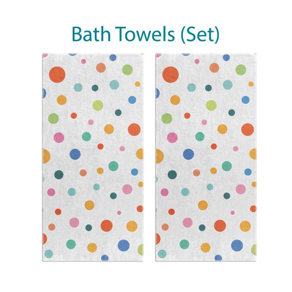 Complete Colorful Polka Dot Pattern Bath Towel Set for Kids by Ozscape Designs