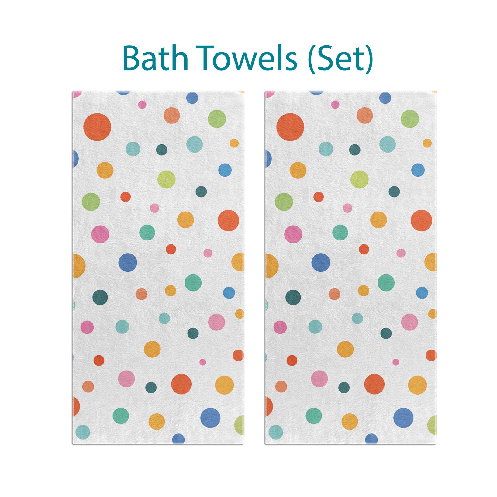 Complete Colorful Polka Dot Pattern Bath Towel Set for Kids by Ozscape Designs