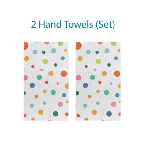 Coordinated Colorful Polka Dot Pattern Hand Towel Set for Kids by Ozscape Designs