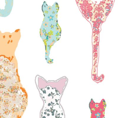 Floral Cats Printed Bath Towel by Ozscape Designs