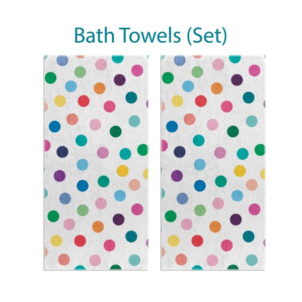Complete Colorful Polka Dot Pattern Bath Towel Set for Kids by Ozscape Designs
