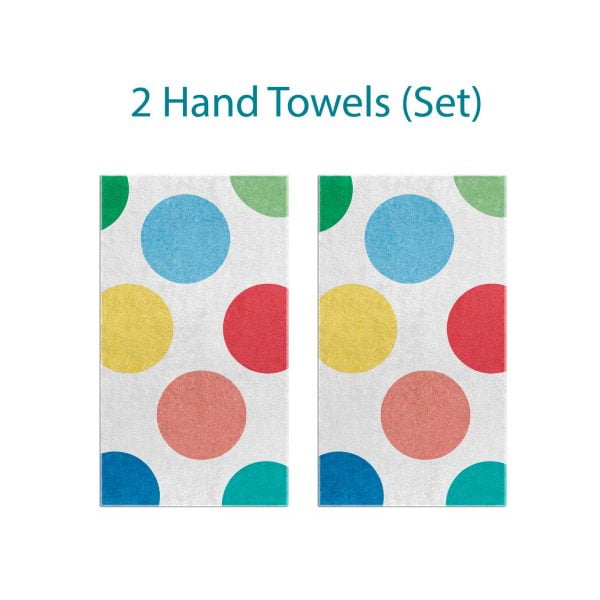 Coordinated Colorful Polka Dot Pattern Hand Towel Set for Kids by Ozscape Designs