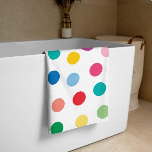 Large colorful polka dot bath towels for kids