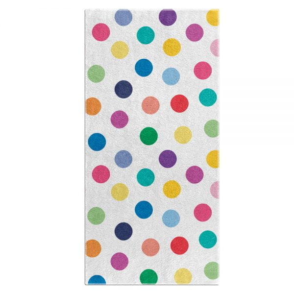 polka dot bath towel with polyester velour face and cotton terry loop back
