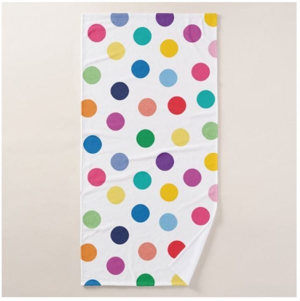 kids bath towel with colorful polka dots