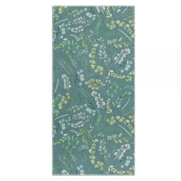 Teal Bath Towels With Floral Velour Face and White Cotton Terry Back For Absorbency