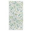White BAth towel with leafy green decorative floral print and cotton terry back