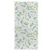 White BAth towel with leafy green decorative floral print and cotton terry back