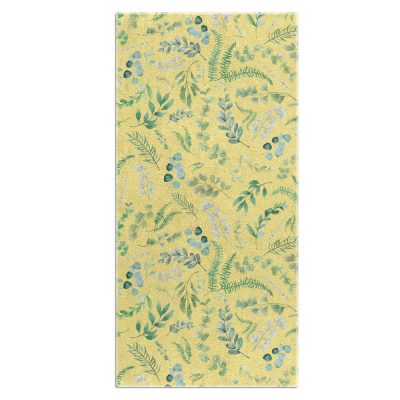 Yellow bath towels with white cotton terry loop back