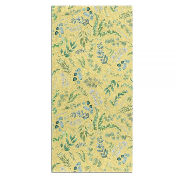 Yellow bath towels with white cotton terry loop back