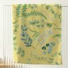 Yellow bath towels with leafy green pattern and white cotton terry loop back