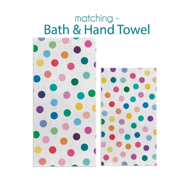 Complete Colorful Polka Dot Pattern Bath and Hand Towel Set for Kids by Ozscape Designs
