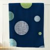 Navy blue bath towels with fun polka dots for kids bathroom