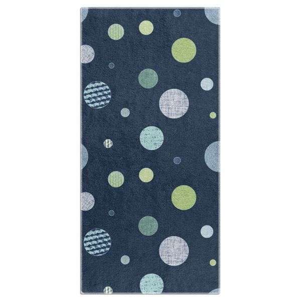 30x60 inch kids bath towel with blue polka dots