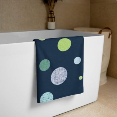 Navy Blue polka dots bath towel for Kids