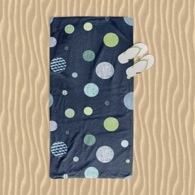 kids navy towel polka dots bathroom beach set