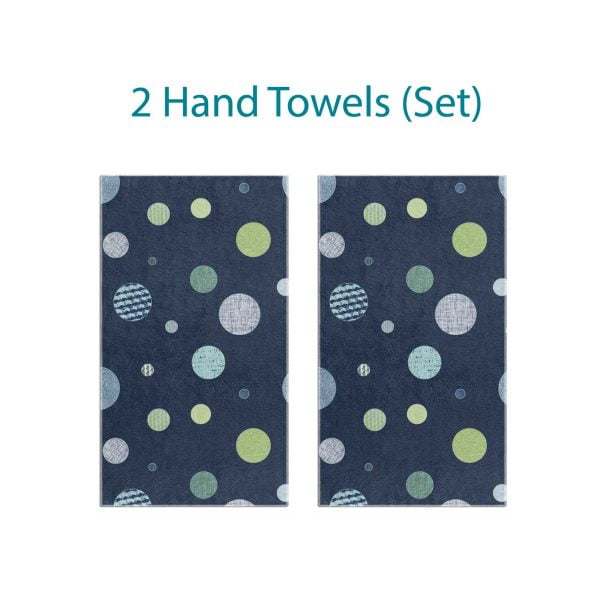 Coordinated Navy, Blue, and Green Textured Polka Dot Hand Towel Set for Kids by Ozscape Designs