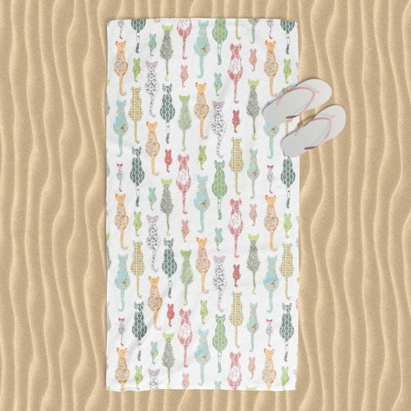 pastel cats beach towel