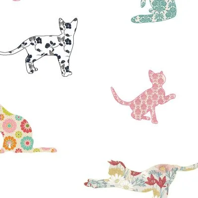 Floral Cats Printed Hand Towel by Ozscape Designs