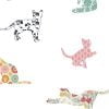 close up of cat print on white bath towels