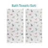 Floral Cats Printed Bath Towel Set by Ozscape Designs