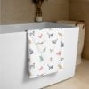 Printed White Bath Towel With Floral Cats