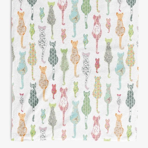 pretty pastel cats bath towel