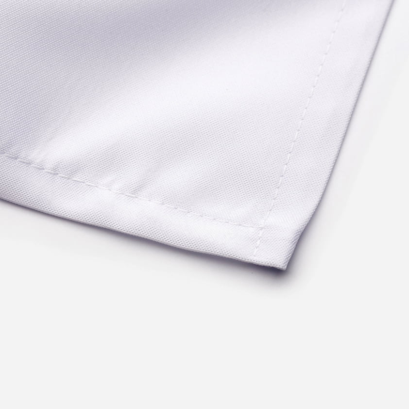 Hemmed bottom edge of shower curtain