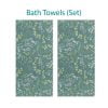 Complete Leafy Green Watercolor Floral Bath Towel Set by Ozscape Designs