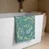 Teal Green Printed Floral Bath Towel