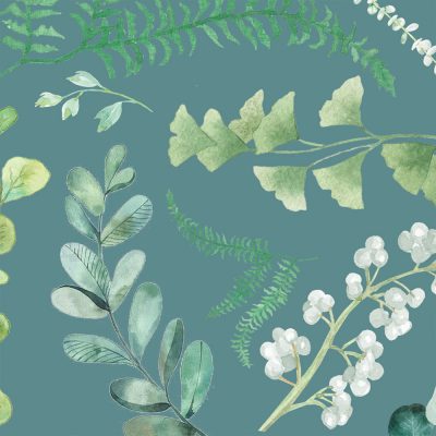 Close up of Patterned Bath Towel print with teal floral print