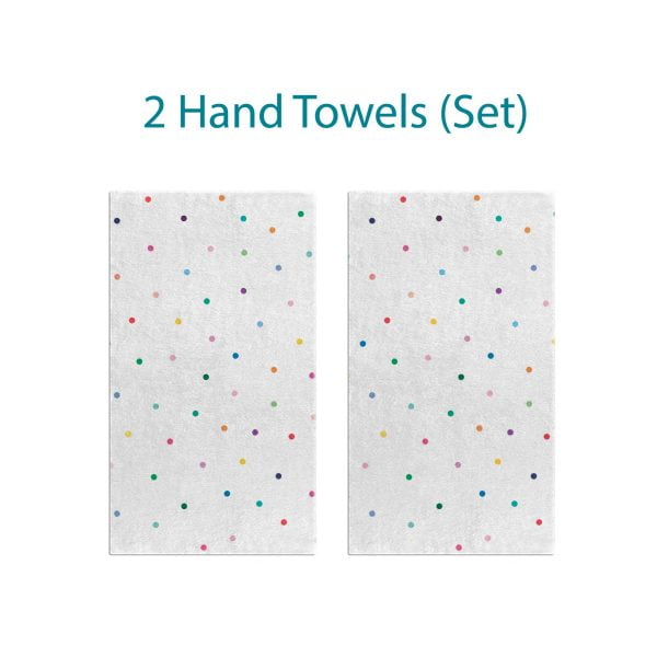 Coordinated Colorful Polka Dot Pattern Hand Towel Set for Kids by Ozscape Designs