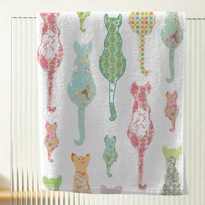 kids cat bath towel soft modern abstract design