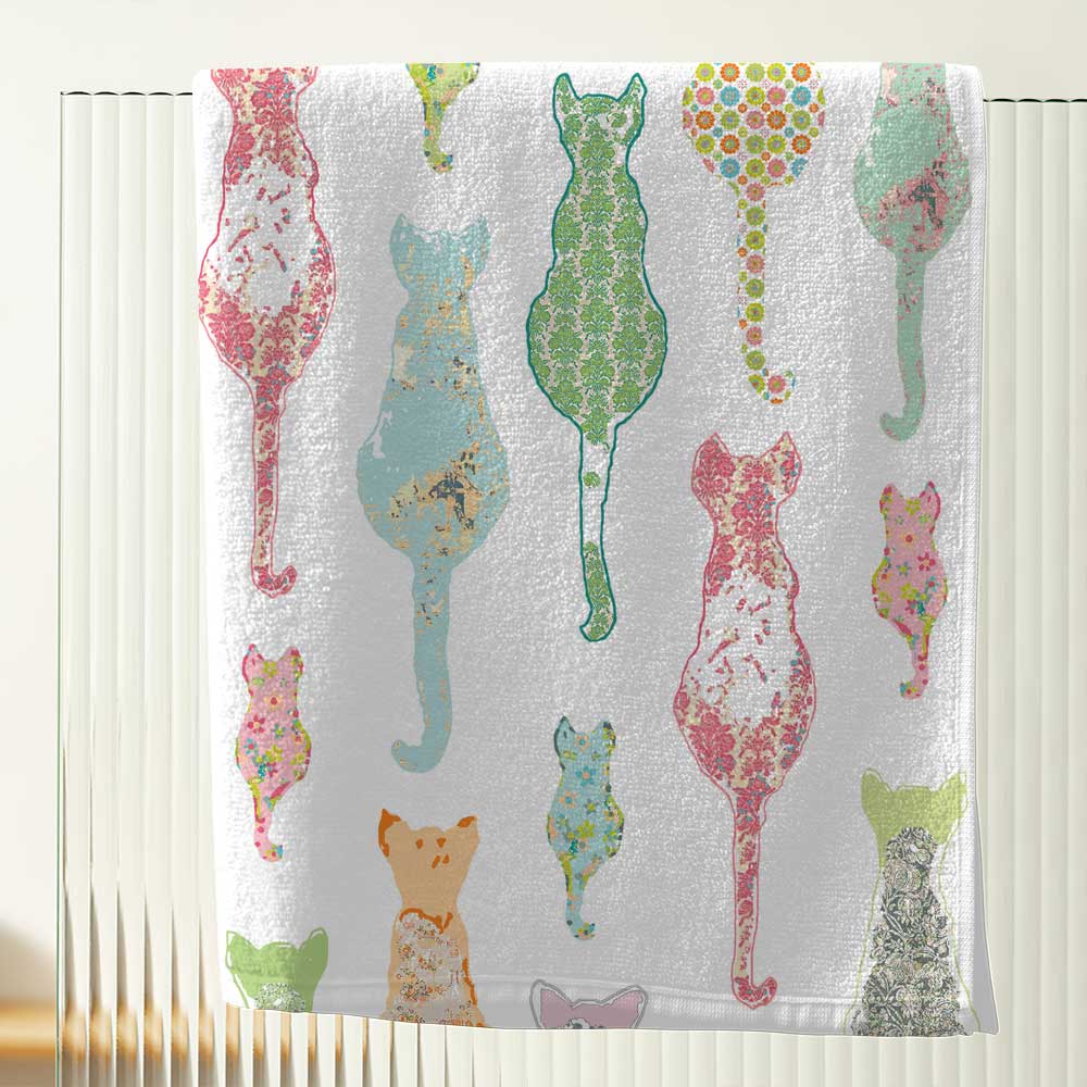 kids cat bath towel soft modern abstract design