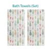 Floral Cats Printed Bath Towel Set by Ozscape Designs