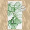 Green Watercolor Palm Leaves Beach Towel