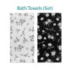 black and white floral bath towel set