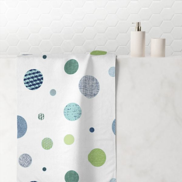 Textured Polka Dot Hand Towel in Navy, Blue, and Green for Kids by Ozscape Designs