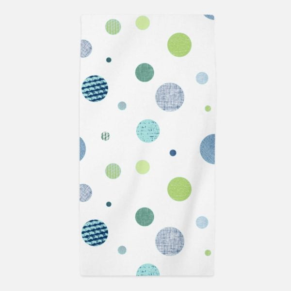 30inch x 60 inch bath towels for kids with blue and green polka dots