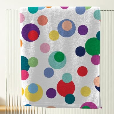 kids polka dot bath towel overlapping dots pattern